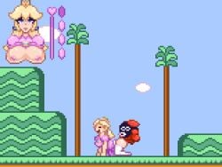 1boy 1girls animated anthro backsack countmoxi female male mario_(series) pixel_art princess_peach sex shy_guy snifit super_mario_bros._2