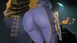 3d ass bat_ears batgirl batgirl_(gotham_knights) batman_(series) big_ass bodysuit brown_hair cape clothed clothed_ass comic costume dc dc_comics gotham_knights heroine huge_ass large_ass ronnaldoo superheroine tight_clothing tight_fit video_game video_games