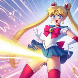 ai_generated bing_image_creator bishoujo_senshi_sailor_moon clothing laser laser_beam sailor_moon skirt stockings super_laser_piss usagi_tsukino weaponized_vagina what