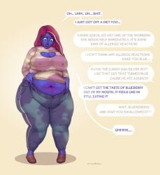 1girls belly_bulge belly_inflation blueberry blueberry_expansion blueberry_inflation body_expansion body_inflation breast_expansion breast_inflation female lactating lactation leaking villaru willy_wonka_and_the_chocolate_factory