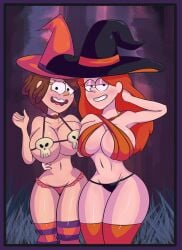 armpits clothing crop_top dipper_pines female female_dipper gearfou genderswap_(mtf) gravity_falls halloween human large_ass large_breasts midriff navel pale_skin ripped_clothing rule_63 rule_63 smile thick_thighs wendy_corduroy wide_hips