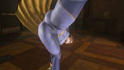 3d ass bat_ears batgirl batgirl_(gotham_knights) big_ass bodysuit brown_hair cape clothed clothed_ass comic costume gotham_knights heroine huge_ass large_ass leg_lift leg_lifted leg_up legs_open open_legs superheroine tight_clothing tight_fit video_game video_games