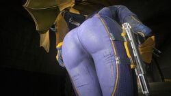 3d ass bat_ears batgirl batgirl_(gotham_knights) batman_(series) big_ass bodysuit brown_hair cape clothed clothed_ass comic costume dc dc_comics gotham_knights heroine huge_ass large_ass ronnaldoo superheroine tight_clothing tight_fit video_game video_games