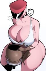 1girls 2020s 2024 2d 2d_(artwork) big_breasts big_thighs bottomless breasts busty clay cleavage clothed clothing corpse_(igxxiii) crop_top_only curvy female female female_focus female_only hat hi_res highres hips igxxiii large_breasts large_thighs mudd original pink_body pottery solo solo_female solo_focus tank_top thick_thighs thighs undead voluptuous wide_hips