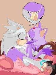 blaze_the_cat breast_sucking female j_nsfw male silver_the_hedgehog sonic_(series) sonic_the_hedgehog_(series) wholesome wholesome_nudity wholesome_sex