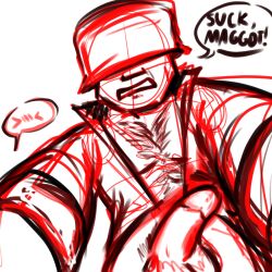 blckblnc body_hair chest_hair command dialogue dick english english_text hair helmet monochrome one_color open_clothes open_shirt penis pinned pinned_down pov pubic_hair soldier_(team_fortress_2) solo spoken_blush sub_pov team_fortress_2 text text_bubble white_background