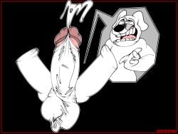 adultpartypunch anthro balls_clenching brian_griffin clenching_balls cum cumshot family_guy hyper hyper_balls hyper_genitalia hyper_orgasm hyper_penis large_balls large_penis orgasm toony yelling