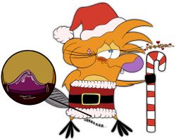 anthro beaver blush candy_cane christmas female female_only girlfriend onomatopoeia santa_costume santa_hat the_angry_beavers treeflower vibrator_in_pussy vibrator_under_clothes