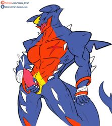 anthro anthrofied bandage bodily_fluids claws closed_eyes cum dragon eyes_closed fan_character fangs garchomp genital_fluids genitals looking_pleasured male male_only masturbation mega_evolution mega_garchomp muscular muscular_male nintendo open_mouth orgasm orgasm_face penis pleasure_face pokémon_(species) pokemon pokemon_(species) scar simple_background solo spikes standing sugarbeasts-07 tapering_penis tongue vein veiny_penis video_games white_background