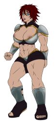 1girls 2d 2d_(artwork) 2d_artwork abs armor armored_female blue_eyes bulky dark-skinned_female female_abs lewd_kingdom muscles muscular_female red_hair strong_woman thick_thighs