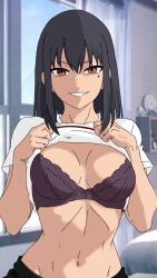 1girls bra looking_at_viewer masckspektra misaki_nagatoro please_don't_bully_me,_nagatoro shirt_up solo solo_female