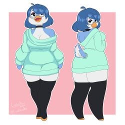 1girls bird breasts cleavage clothed clothing female female_focus female_only furry glasses leggings legs legwear liziedoodle lizielewddle oc original original_character penguin peonypetals