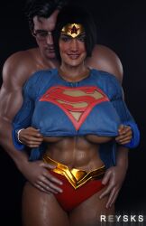 1boy 1boy1girl 1girls 3d 3d_(artwork) alien alien_humanoid amazon athletic athletic_female big_breasts black_hair breasts bust busty clark_kent cleavage couple curvy curvy_figure dark_hair dc dc_comics demigod demigoddess diana_prince female fit fit_female handjob heroine hips hourglass_figure huge_breasts human humanoid injustice_2 justice_league kal-el large_breasts legs light-skinned_female light-skinned_male light_skin lips long_hair looking_at_viewer olive_skin princess rysketches smile smiling straight superhero superheroine superman superman_(series) themysciran thick_legs thick_thighs thighs two-handed_handjob voluptuous waist watermark wide_hips wonder_woman wonder_woman_(series)