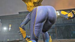 3d ass bat_ears batgirl batgirl_(gotham_knights) batman_(series) big_ass bodysuit brown_hair cape clothed clothed_ass comic costume dc dc_comics gotham_knights heroine huge_ass large_ass ronnaldoo superheroine tight_clothing tight_fit video_game video_games