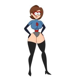 cosplay crossover dipper_pines elastigirl_(cosplay) female female_dipper genderswap gravity_falls hourglass_figure jay-r0ck large_ass large_breasts leotard superheroine tagme the_incredibles thick_thighs thigh_boots transformation wide_hips