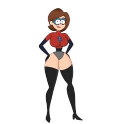 cosplay crossover dipper_pines elastigirl_(cosplay) female female_dipper genderswap gravity_falls hourglass_figure jay-r0ck large_ass large_breasts leotard superheroine tagme the_incredibles thick_thighs thigh_boots transformation wide_hips