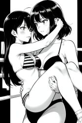 adorable ai_generated catfight princess_carry wrestler wrestling_ring yuri