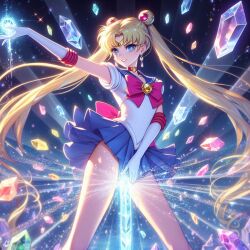 ai_generated bing_image_creator bishoujo_senshi_sailor_moon clothing crystals gems laser laser_beam sailor_moon skirt usagi_tsukino weaponized_vagina what