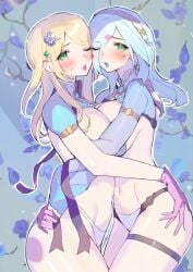 2girls blonde blonde_female blonde_hair blonde_hair_female brawl_stars breasts colette_(brawl_stars) female female/female female_only girls girls_only green_eyes holding_each_other kissing only_female piper_(brawl_stars)