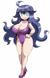 alternate_costume breasts female female_only hex_maniac high_heels nintendo pokemon purple_heels skylight_(artist) solo swimsuit