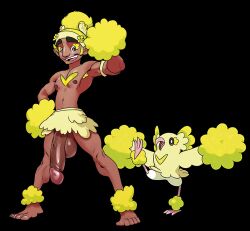 balls big_balls big_penis flaccid gijinka male male_only muscles muscular nintendo oricorio penis pokemon pom_poms reference_image solo solo_male zenpei