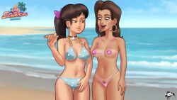 2d 2d_(artwork) bikini bikini_bottom bikini_top digital_drawing_(artwork) digital_media_(artwork) mia_(summertime_saga) missy_(summertime_saga) standing summertime_saga watermark