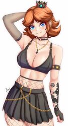 anisdrawn blue_eyes breasts female female_only looking_at_viewer mario_(series) nintendo princess_daisy solo tagme