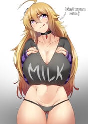 abs absurdres big_breasts breasts choker cleavage crop_top female female_only highres large_breasts looking_at_viewer rwby solo speech_bubble text yang_xiao_long yellow_hair z666ful