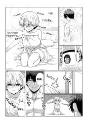 1boy 1boy1girl 1girls after_shower big_boobs big_breasts boobs breasts canon_couple completely_naked completely_naked_female completely_naked_male completely_nude completely_nude_female completely_nude_male female heart-shaped_pupils imminent_sex male manga muscular_male naked naked_female naked_male nervous nude nude_female official_art sakurai_shinichi short_hair take_(shokumu-taiman) towel_around_waist towel_over_breasts uzaki-chan_wa_asobitai! uzaki_hana