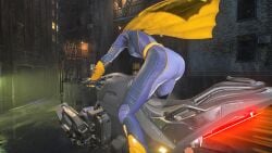 3d ass bat_ears batgirl batgirl_(gotham_knights) batman_(series) big_ass bodysuit brown_hair cape clothed clothed_ass comic costume dc dc_comics gotham_knights heroine huge_ass large_ass motorcycle ronnaldoo superheroine tight_clothing tight_fit video_game video_games