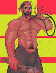 1boy 2023 agent_p-3 atomic_heart bara bara_tits barazoku beard big_bulge bulge clothing facial_hair gay hairy hairy_arms hairy_chest huge_bulge male male_focus male_nipples male_only manly muscular_male nipples penis penis_outline solo solo_male vapedrone yaoi