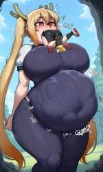 ai_generated big_ass big_breasts curvy huge_ass huge_belly huge_breasts huge_thighs miss_kobayashi's_dragon_maid sleepyshark swallowed_whole thick_thighs tohru_(dragon_maid) voluptuous vore vore_belly