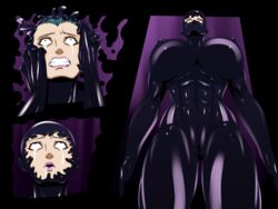 abs ahegao blue_hair breast_expansion clenched_teeth crying crying_with_eyes_open drooling encasement eyes_rolling_back female goo huge_breasts jinx_(league_of_legends) latex league_of_legends maineim pink_eyes restrained rubber saliva slime tears thick_thighs transformation vagina worried