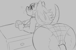 alternate_breast_size animal_crossing anthro big_ass glasses half-closed_eyes jinx_doodle line_art monochrome nintendo sable_able sketch