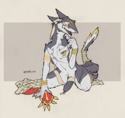 absurd_res anthro bodily_fluids cloth cum einin genital_fluids genitals hi_res humanoid_genitalia humanoid_penis king_manu male male_only penis presenting sergal solo