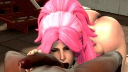 3d animated ass big_ass blue_eyes capcom dark-skinned_male dark_skin fellatio final_fight handjob long_hair muscular_female no_sound pink_hair poison_(final_fight) ponytail precum_drip stoneddude street_fighter street_fighter_v sucking_testicles teasing video