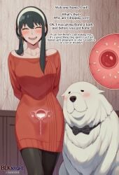 1girls after_sex after_vaginal aftermath ai_generated blk9201 blush bond_(spy_x_family) cervix cum cum_in_pussy cum_in_uterus cum_inside dog fallopian_tubes fertilization impregnation interspecies interspecies_impregnation nervous nervous_smile ovaries ovum pussy_juice sperm_cell spy_x_family uterus x-ray yor_briar yor_forger zoophilia