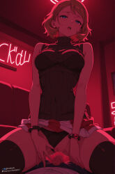 after_sex ai_generated blonde_hair clothed_sex looking_at_viewer pakfaia penis serena_(pokemon) solo_female solo_male tagme vagina