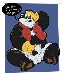 2025 absurd_res anthro badger balls_outline barefoot belly bodily_fluids bottomwear boxer_briefs bradley_the_badger bradley_the_badger_(game) bulge bulge_grab bulge_rubbing clothing colored detailed_bulge dialogue digital_drawing_(artwork) digital_media_(artwork) dripping english_text erection erection_under_clothing feet fur genital_fluids genital_outline genitals gorochuinboxers hand_on_head hi_res holding_bulge humanoid_genitalia humanoid_penis hypnosis hypnotized leaking_precum male male_only mammal masturbation mustelid musteline open_mouth overweight overweight_anthro overweight_male penis precum precum_drip precum_stain precum_through_clothing precum_through_underwear simple_background solo speech_bubble spread_legs spreading tenting text underwear wet wet_clothing wet_underwear white_boxer_briefs white_clothing white_underwear