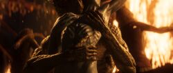 3d belleteyn belly_button cowgirl_position divinity_(series) female festival fire groping groping_breasts larian_studios lizard reverse_cowgirl_position riding trailer woman_on_top
