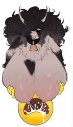 absurd_res animal_print anthro bell bell_collar bodily_fluids bored bovid bovine breast_milking cattle collar cotard cow_(cotard) cow_print drinking duo emoji female fur grumpy hi_res highland_cattle horn lactating male male/female mammal markings meme nipples pink_nipples spots spotted_body spotted_fur tired tired_eyes