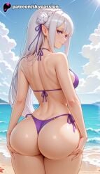 1girls 2025 ai_assisted ai_generated anime artist_name ass ass_grab ass_support bangs beach big_ass bikini blue_sky booty breasts bust cloud emilia_(re:zero) explicit flower from_behind grabbing_own_ass hair_flower hair_ornament hair_ribbon hand_on_ass hands_on_ass hands_on_own_ass hi_res high_quality high_resolution highres island long_hair looking_at_viewer looking_back outdoors patreon patreon_username pointy_ears purple_bikini purple_bow purple_eyes purple_ribbon purple_swimsuit re:zero_kara_hajimeru_isekai_seikatsu ribbon shore side-tie_bikini silver_hair sky skypassion smile spread_ass stable_diffusion swimsuit water watermark waves