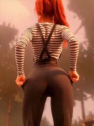 1girls ai_generated animated ass back_view bubble_butt clair_obscur:_expedition_33 clothing female female_only french_female light-skinned_female maelle_(clair_obscur:_expedition_33) no_sound pants_down ponytail presenting_ass red_hair shaking shaking_ass shaking_butt shorter_than_30_seconds sit_on_face solo suspenders tagme thong undressing video vilievans