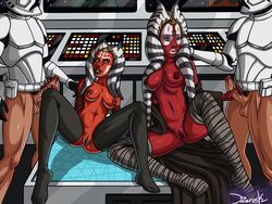 2boys 2girls ahsoka_tano alien alien_girl areolae armlet armpits armwear ass big_breasts big_lips blue_eyes bottomless breasts bubble_butt butt clitoral_hood clitoris clone_trooper clone_wars cockpit computer erect_nipples erect_penis erection female fit fit_female glans handjob imminent_sex jedi jedi_master jedi_padawan jzerosk labia male medium_breasts multiple_boys multiple_girls navel nipples nude nude_female nudity orange_body penis pose posing pussy red_body red_skin shaak_ti sitting spacecraft spread_legs star_wars stockings testicles thick_lips thighhighs time_travel togruta tongue tongue_out veiny_penis