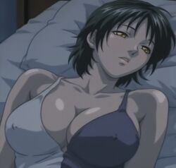1girls adult adult_female ai_generated alternate_costume anime_style bare_breasts bare_midriff bible_black big_breasts black_hair breast_focus breasts clothed_female clothing collarbone crop_top curvaceous dark_room erect_nipples erect_nipples_under_clothes faithful_to_the_anime female female_only half-closed_eyes head_on_pillow head_tilt horny horny_female hourglass_figure huge_breasts implied_masturbation implied_sex indoors inviting_to_sex light-skinned_female light_skin looking_at_viewer looking_away lying_on_back midriff minase_yukiko narrowed_eyes navel night nipple_bulge nipples no_bra no_bra_under_clothes offscreen_masturbation offscreen_sex partial_nudity pillow pinup presenting presenting_breasts retro_artstyle sexually_suggestive short_hair showing showing_breasts skimpy skimpy_clothes solo suggestive tank_top uncensored upper_body voluptuous voyeurism wanting_sex wide_hips yellow_eyes young_adult young_adult_female