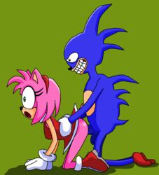 1boy all_fours amy_rose ass big_penis boots doggy_style female furry gloves green_eyes meme pink_skin sanic_hegehog sex sonic_(series) sonic_the_hedgehog surprised