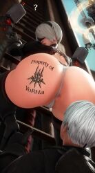 1boy 1girls 3d ? ai_generated anus ass ass_tattoo barely_visible_anus big_ass big_butt cameltoe climbing_ladder female ffxiv final_fantasy_xiv gpose_(ffxiv) ladder male nier:_automata pod_(nier) pussy question_mark sinilyra sword tagme tattoo tattoo_on_butt thick_thighs video virtuous_contract virtuous_treaty weapon yorha_2b yorha_9s