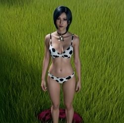 1girls 3d ada_wong ada_wong_(adriana) ai ai_art ai_generated asian asian_female asian_milf belly belly_button black_hair breasts capcom clothes_on_ground cow_print_bikini female female_focus female_only field grass grass_field medium_breasts navel quinzo11 resident_evil resident_evil_2 resident_evil_2_remake resident_evil_4 resident_evil_4_remake self_upload short_hair standing standing_female undressed