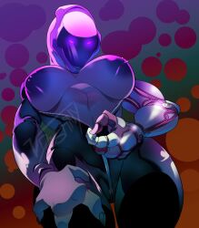 1girls 2d_(artwork) areolae breasts female_sangheili glowing_eyes halo_(series) hips large_areolae large_breasts mechanical_arm nipple_piercing nipples prosthetic_arm purple_eyes sangheili squarerootofdestiny thick_thighs thighs undressing wide_hips