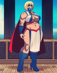 breasts busty cleavage dc dc_comics large_breasts mask muscles muscular_female power_girl superman_(series) triplexmile